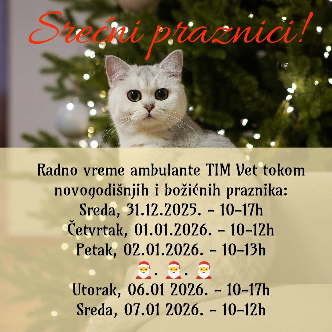 RADNO VREME AMBULANTE TIM VET TOKOM NOVOGODIŠNJIH I BOŽIĆNIH PRAZNIKA 2026.