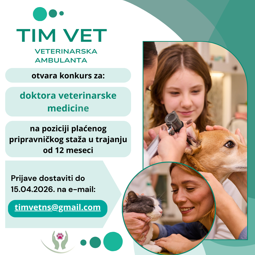 POZICIJA ZA PRIPRAVNIČKI STAŽ ZA DOKTORE VETERINARSKE MEDICINE